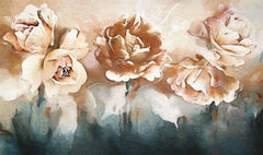 Tapet Personalizat Floral cu flori pictate in nuante de crem si albastru - CARAMEL ROSES