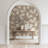 Tapet Personalizat Floral pattern floral in nuante de bej - BEIGE LEAF PATTERN