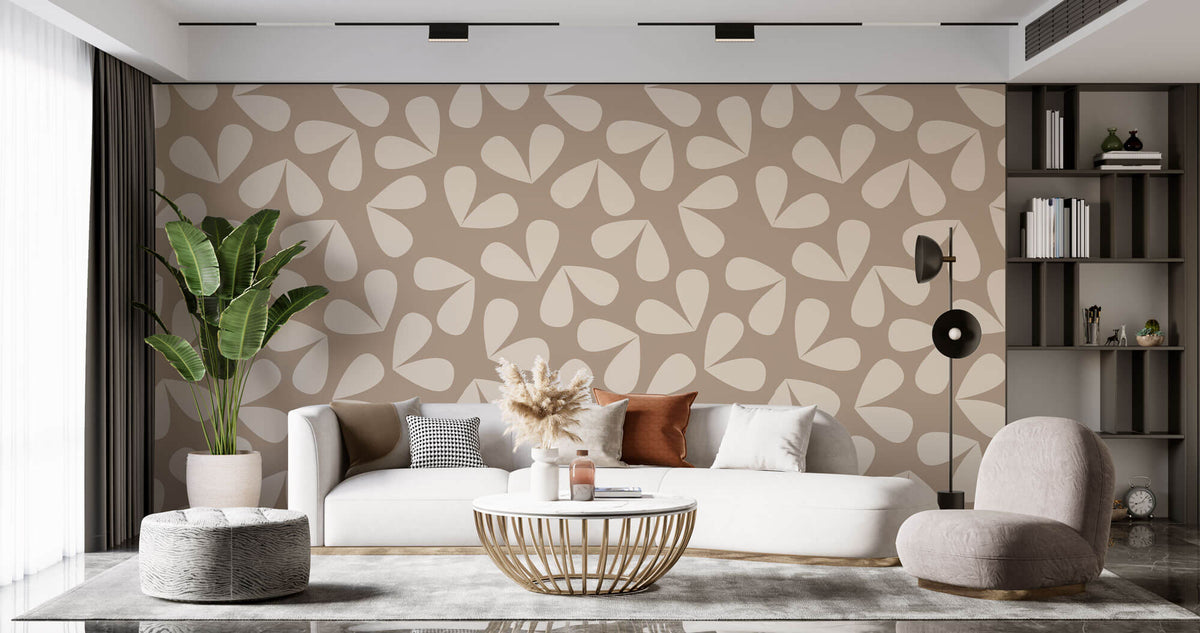 Tapet Personalizat Floral pattern floral in nuante de bej - BEIGE LEAF PATTERN