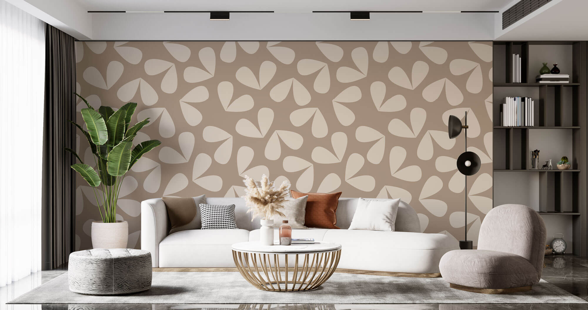 Tapet Personalizat Floral pattern floral in nuante de bej - BEIGE LEAF PATTERN
