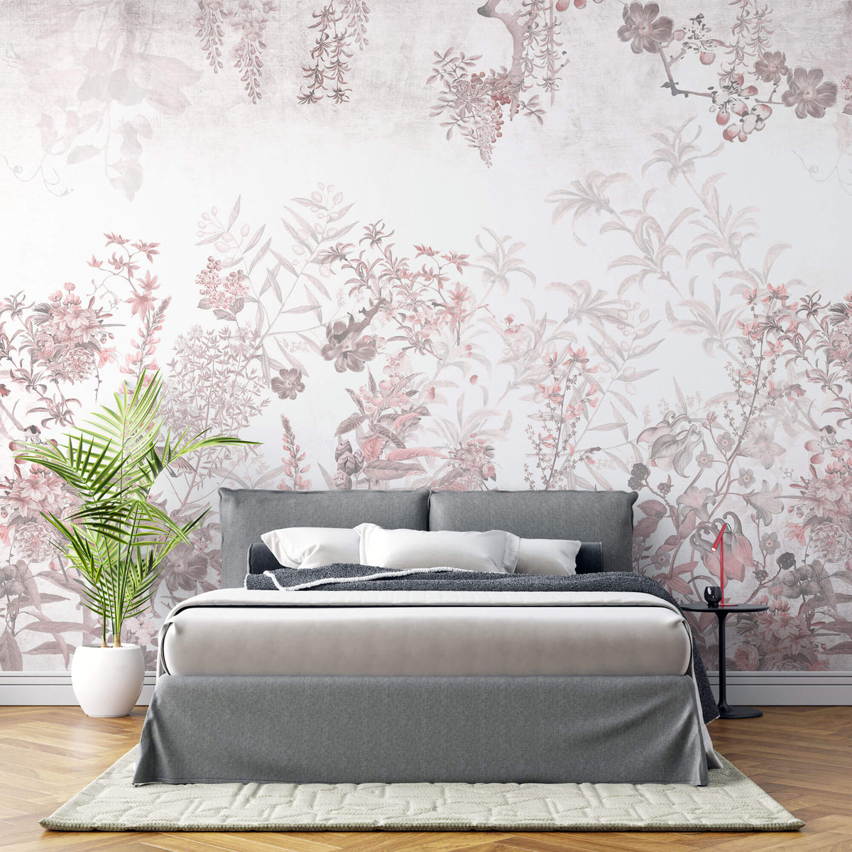 Tapet Personalizat Floral cu peisaj floral in nuante de roz - WINTER PINK FLOWERS