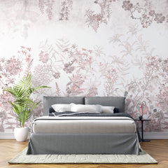 Tapet Personalizat Floral cu peisaj floral in nuante de roz - WINTER PINK FLOWERS