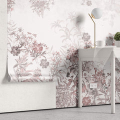 Tapet Personalizat Floral cu peisaj floral in nuante de roz - WINTER PINK FLOWERS