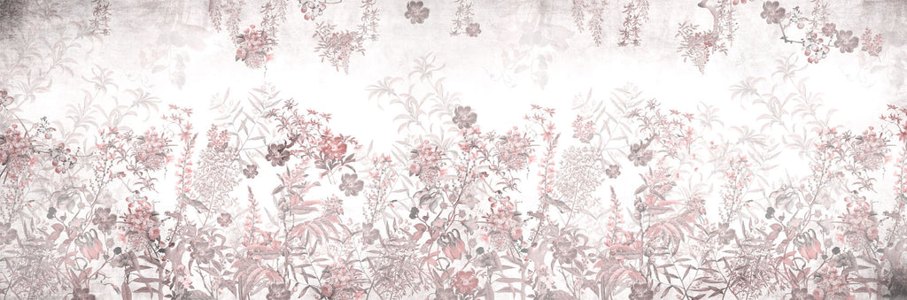 Tapet Personalizat Floral cu peisaj floral in nuante de roz - WINTER PINK FLOWERS