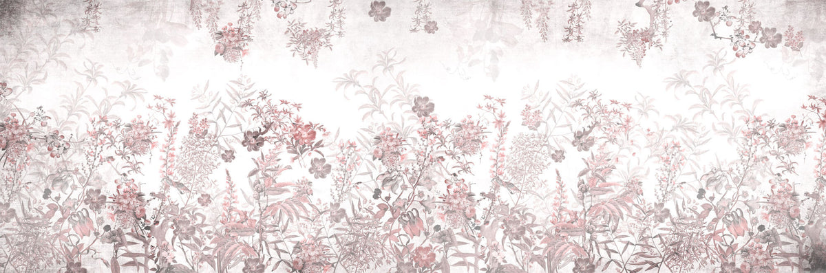 Tapet Personalizat Floral cu peisaj floral in nuante de roz - WINTER PINK FLOWERS