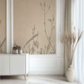 Fototapet Personalizat Floral cu umbre de plante pe un perete in stil plaster - GENTLE SHADOWS