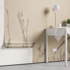 Fototapet Personalizat Floral cu umbre de plante pe un perete in stil plaster - GENTLE SHADOWS