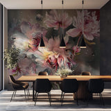 Tapet Personalizat Floral cu bujori pictati in nuante de roz - PINK NEBULA PEONIES