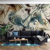 Tapet Personalizat Floral cu ilustratie abstracta florala - BLUE VEIL