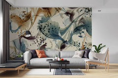 Tapet Personalizat Floral cu ilustratie abstracta florala - BLUE VEIL