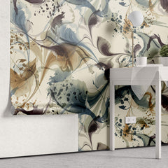 Tapet Personalizat Floral cu ilustratie abstracta florala - BLUE VEIL