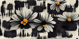 Tapet Personalizat Floral cu margarete albe in fundal negru pictat - BLACK DAISY
