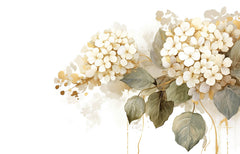Tapet Personalizat Floral cu hortensie alba cu insertii aurii - GOLDEN CREAM HYDRANGEA