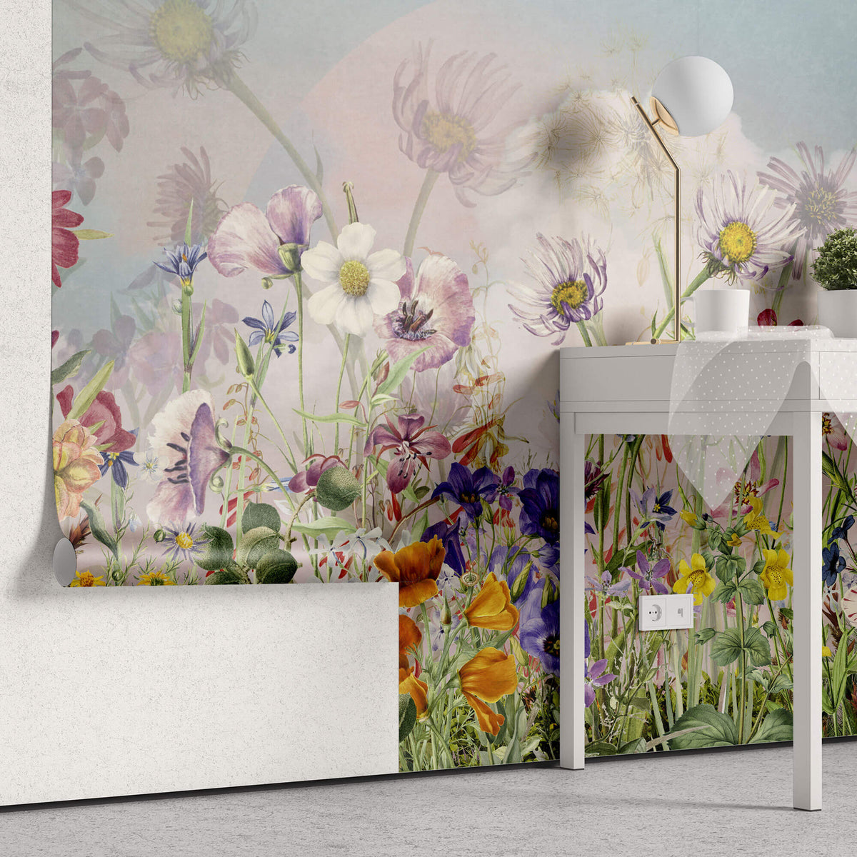 Tapet Personalizat Floral cu flori salbatice de camp multicolore - SERENITY FIELD