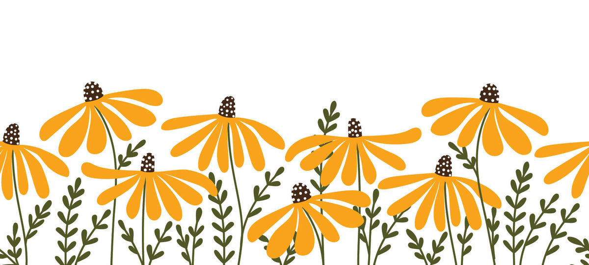 Tapet Personalizat Floral cu ilustratie florala cu floarea soarelui in stil retro - HIPPIE SUNFLOWER