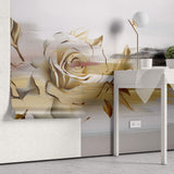 Tapet Personalizat Floral cu pictura abstracta in nuante aurii - SMUDGED GOLD FLORAL