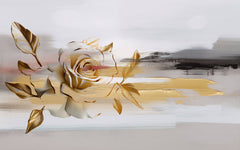 Tapet Personalizat Floral cu pictura abstracta in nuante aurii - SMUDGED GOLD FLORAL