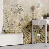 Tapet Personalizat Floral cu flori de camp salbatice intr-un fundal gri-bej - WILD SPRING I