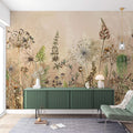 Tapet Personalizat Floral cu flori de camp salbatice intr-un fundal crem-maro - WILD SPRING II