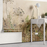 Tapet Personalizat Floral cu flori de camp salbatice intr-un fundal crem-maro - WILD SPRING II