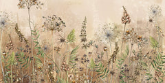 Tapet Personalizat Floral cu flori de camp salbatice intr-un fundal crem-maro - WILD SPRING II
