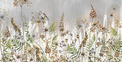 Tapet Personalizat Floral cu flori de camp salbatice intr-un fundal gri - WILD SPRING III