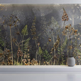 Tapet Personalizat Floral cu flori de camp salbatice intr-un fundal gri inchis - WILD SPRING IV