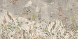 Tapet Personalizat Floral cu flori de camp salbatice intr-un fundal sters gri - WILD SPRING V