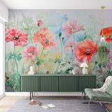 Tapet Personalizat Floral cu pictura florala in stil watercolor - GRAPHIC PAINT POPPY