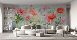 Tapet Personalizat Floral cu pictura florala in stil watercolor - GRAPHIC PAINT POPPY