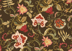 Tapet Personalizat Floral cu model floral in stil retro pe un fundal maro - RETRO FLORA