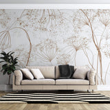 Tapet Personalizat Floral cu crengute uscate fragile maro - ARTSY PARSNIP