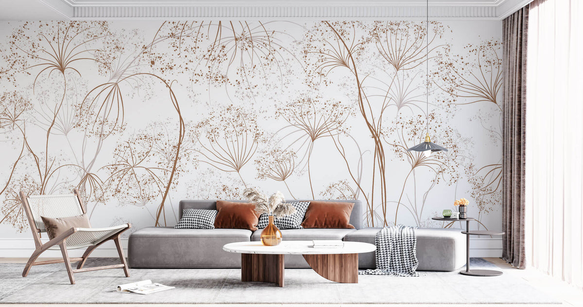 Tapet Personalizat Floral cu crengute uscate fragile maro - ARTSY PARSNIP