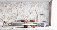 Tapet Personalizat Floral cu crengute uscate fragile maro - ARTSY PARSNIP