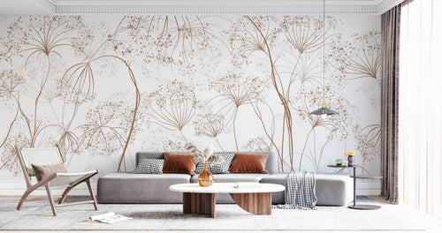 Tapet Personalizat Floral cu crengute uscate fragile maro - ARTSY PARSNIP