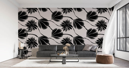 Tapet personalizat - BLACK FLOWER EFFECT