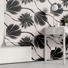 Tapet Personalizat Floral abstract modern - BLACK FLOWER EFFECT