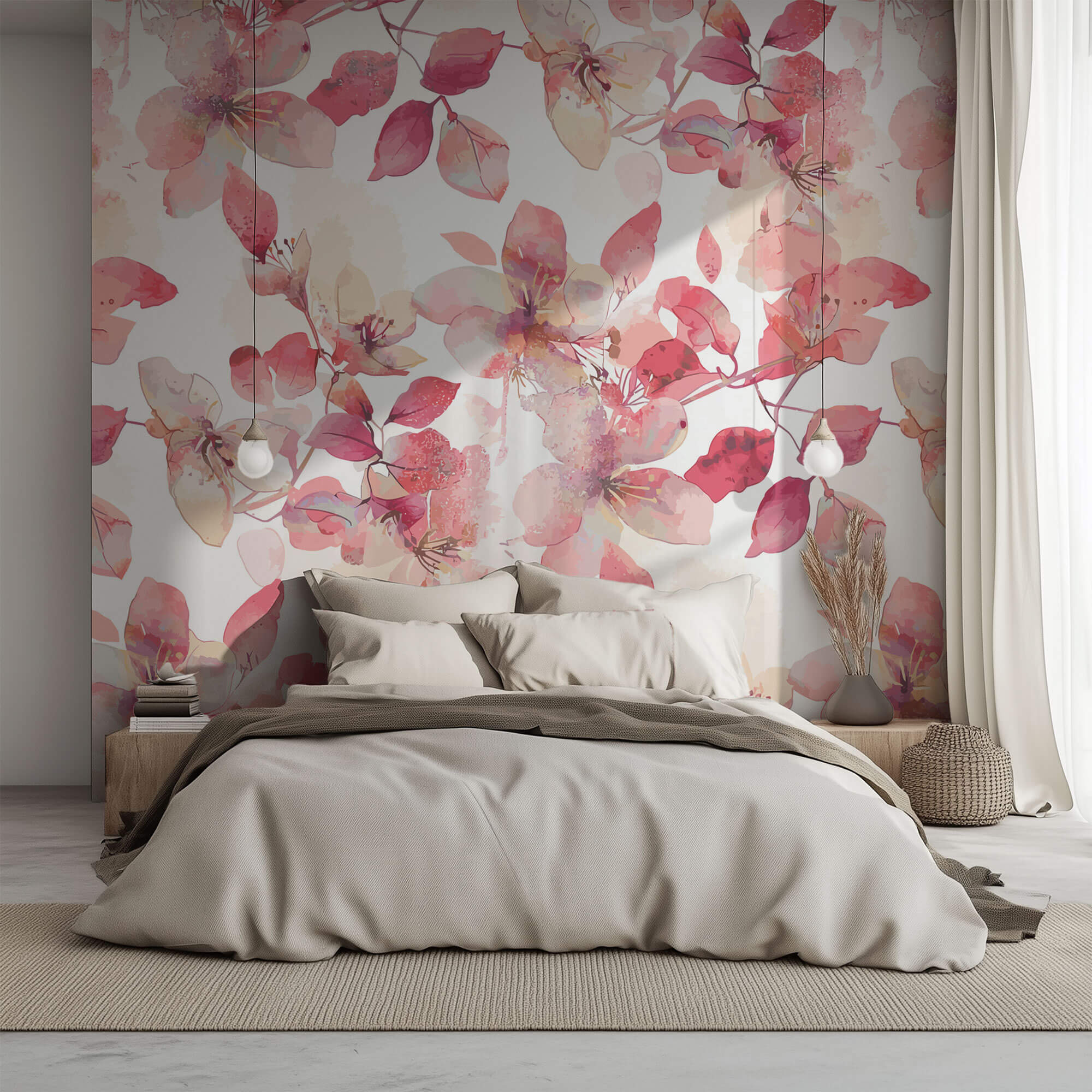 Tapet Personalizat Floral cu flori de cires japonez roz - KYOTO