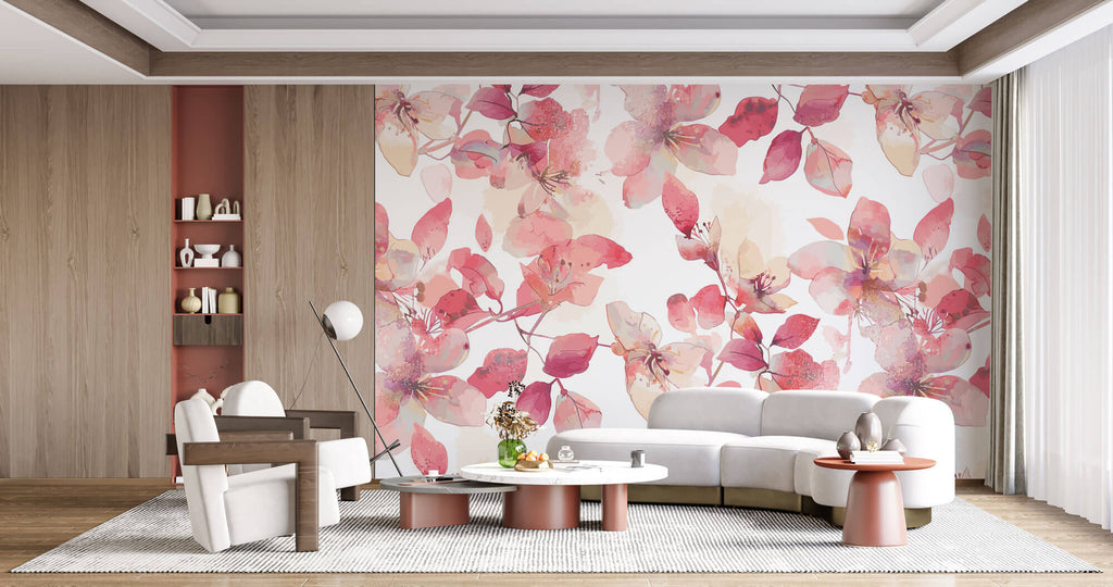 Tapet Personalizat Floral cu flori de cires japonez roz - KYOTO
