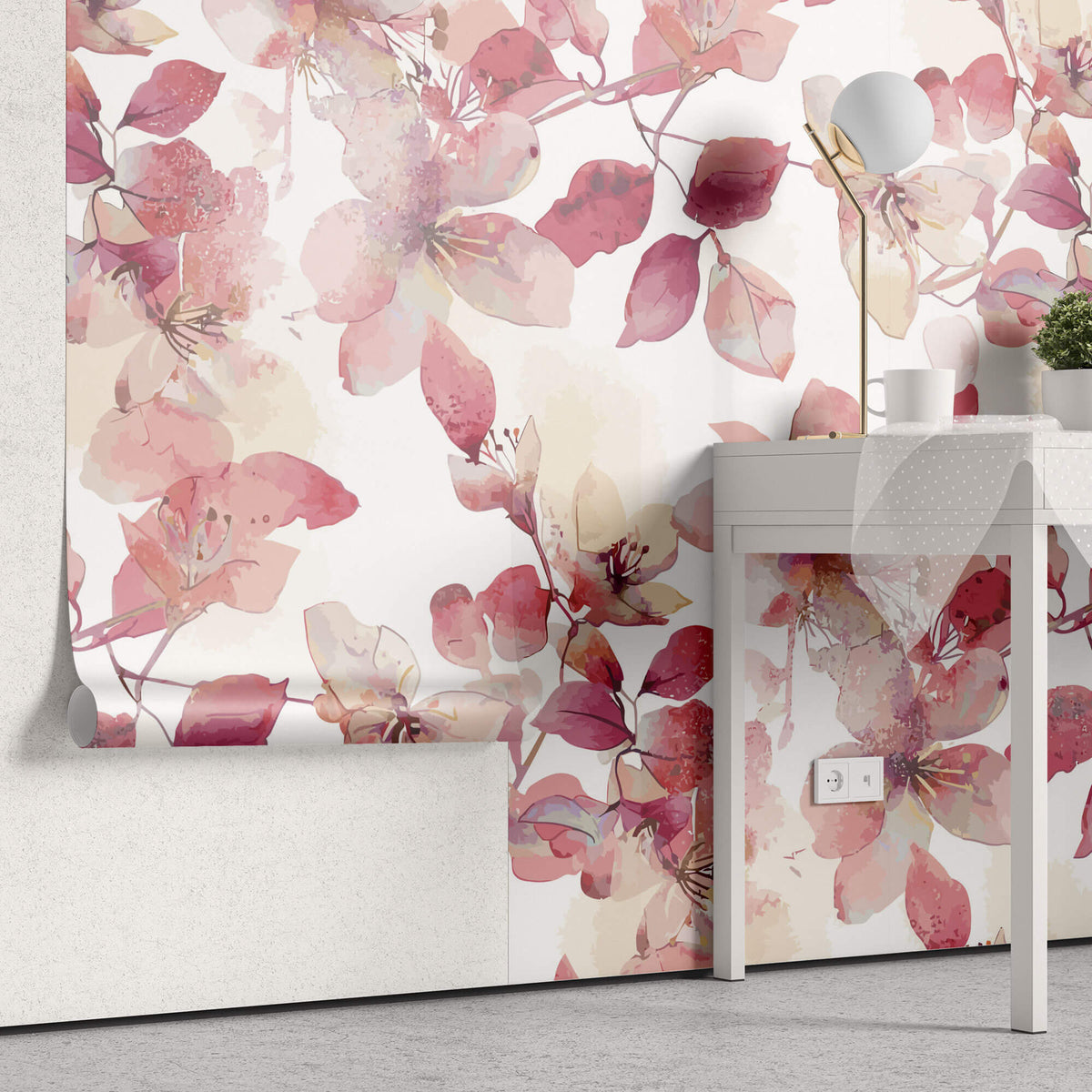 Tapet Personalizat Floral cu flori de cires japonez roz - KYOTO