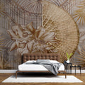 Tapet Personalizat Floral cu flori de lotus uscate intr-o sera vintage cu fundal texturat - GOLDEN OASIS II