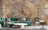 Tapet Personalizat Floral cu flori de lotus uscate intr-o sera vintage cu fundal texturat - GOLDEN OASIS II