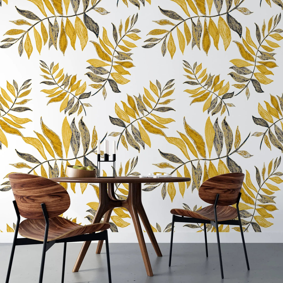 Tapet personalizat leaf cu frunze galbene tomnatice yellow autumn