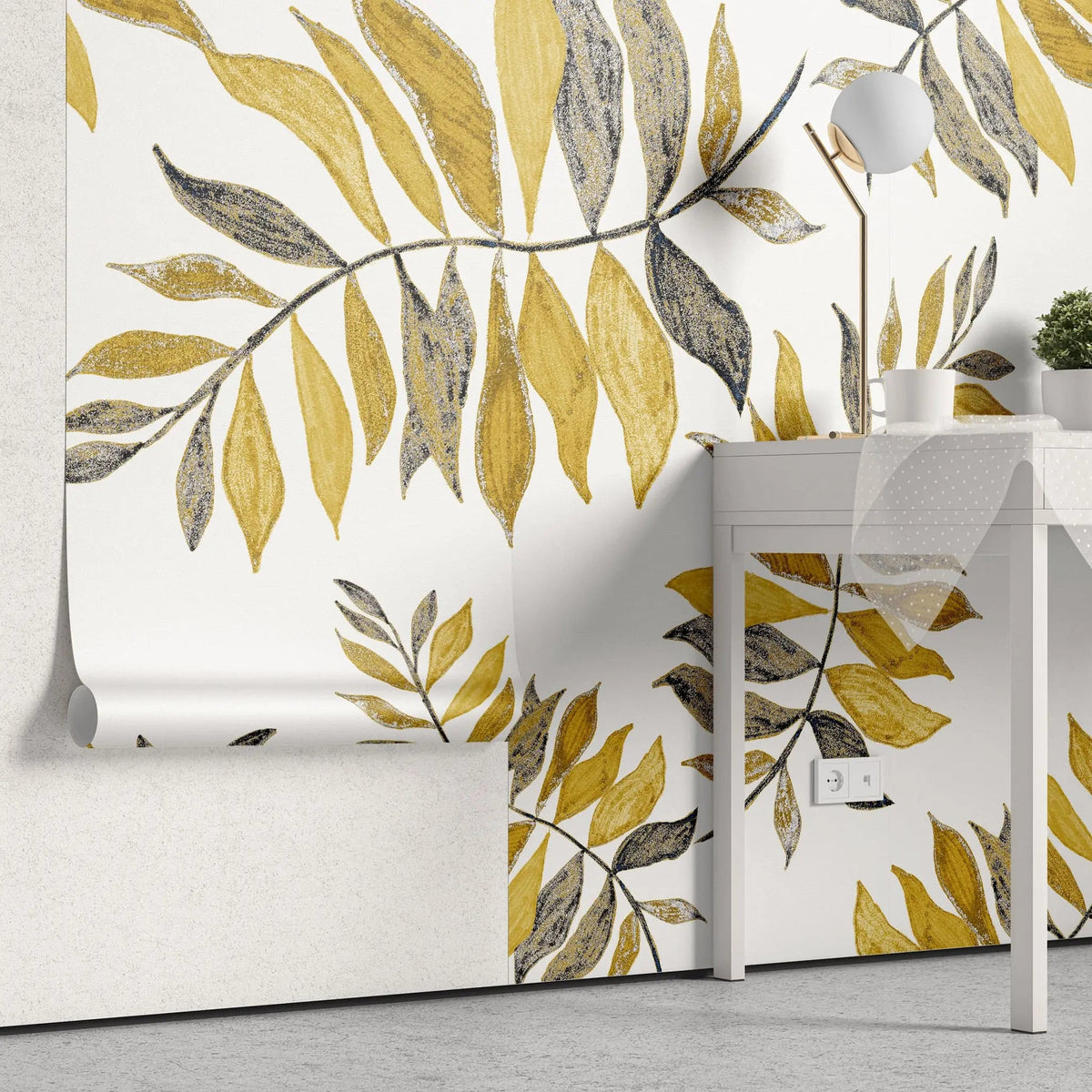 Tapet personalizat leaf cu frunze galbene tomnatice yellow autumn