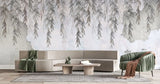 Tapet personalizat leaf cu salcie in tonuri gri pe perete de beton concrete weeping willow