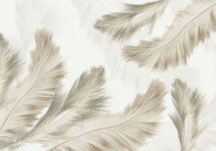 Tapet personalizat leaf cu pene stufoase bej beige feathers