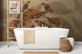 Tapet personalizat leaf cu funze maronii cu umbre pe un fundal cald brown leaves