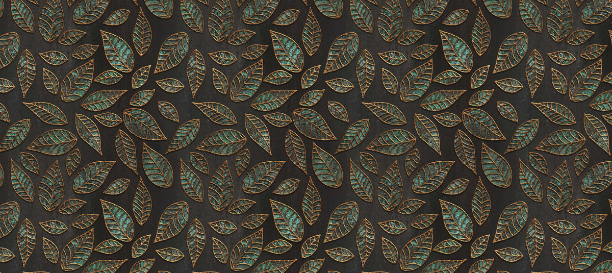 Textured Emerald Leaves Personalised Wallpaper