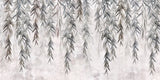 Tapet personalizat leaf cu ramuri de salcie gri pe un fundal texturat grey weeping willow