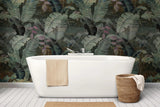 Tapet personalizat leaf cu frunze tropicale in tonuri inchise tropical dark leaves